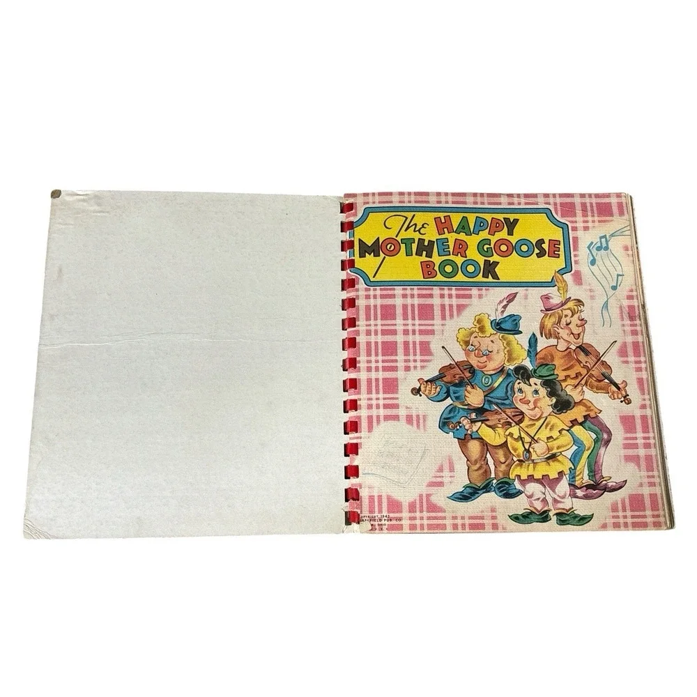 Vintage 1943 Mother Goose Rhymes Spiral Bound Illustrated Picture‎ Book